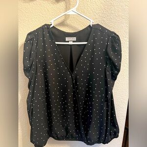 Sam & Jess - polka-dot - faux wrap blouse - X-large